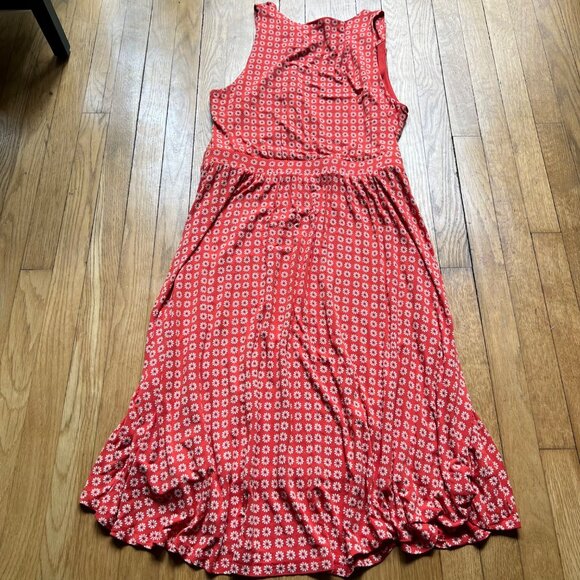 Maeve Anthropologie Size 1X Tangerine Orange Brianne Floral Cowl Neck Midi Dress - Picture 15 of 16